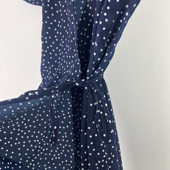 NWT Cooper St Printed Short Sleeve Wrap Mini Dress Navy Polka Dots Size Small S - Picture 6 of 13